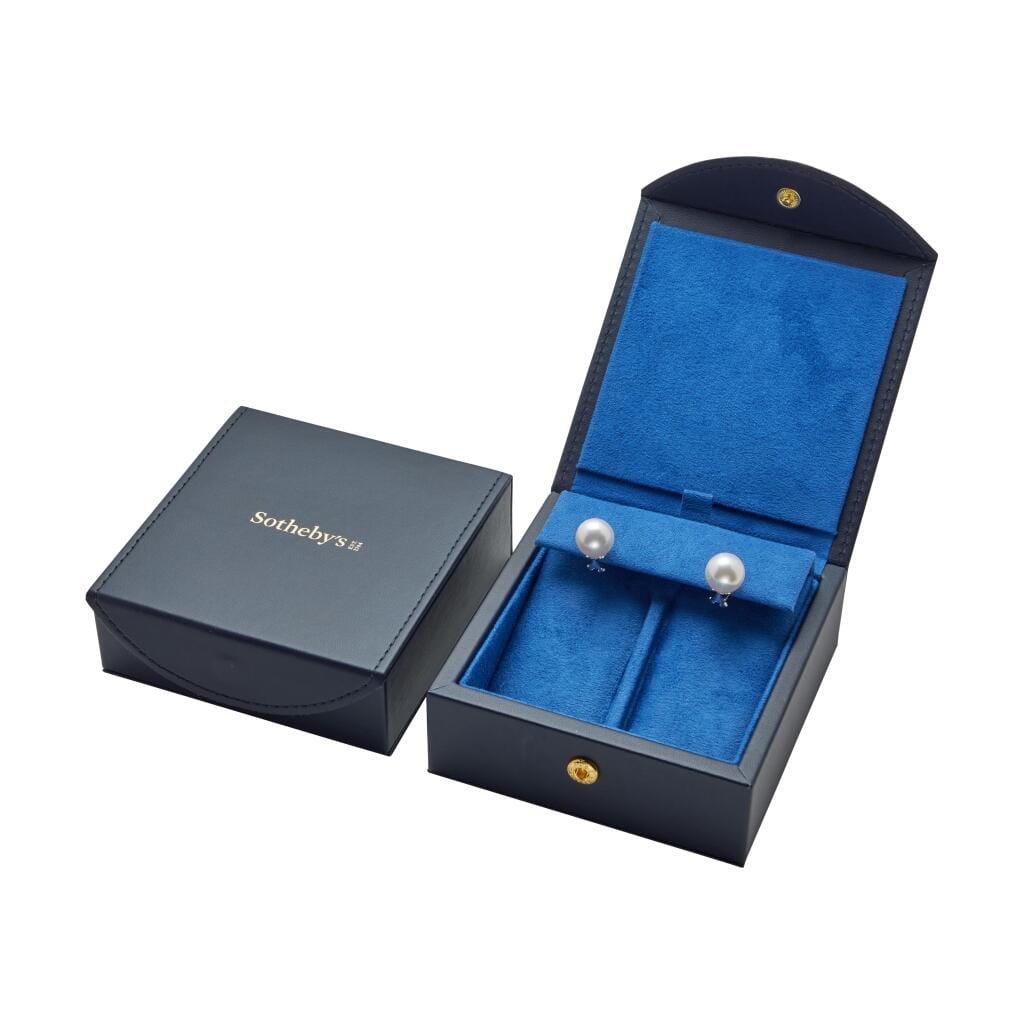 White Gold, Cultured Pearl and Diamond Earclips