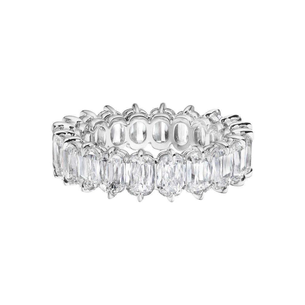 Platinum and 6.42ctw Antique Cushion Cut Diamond Eternity Band Ring