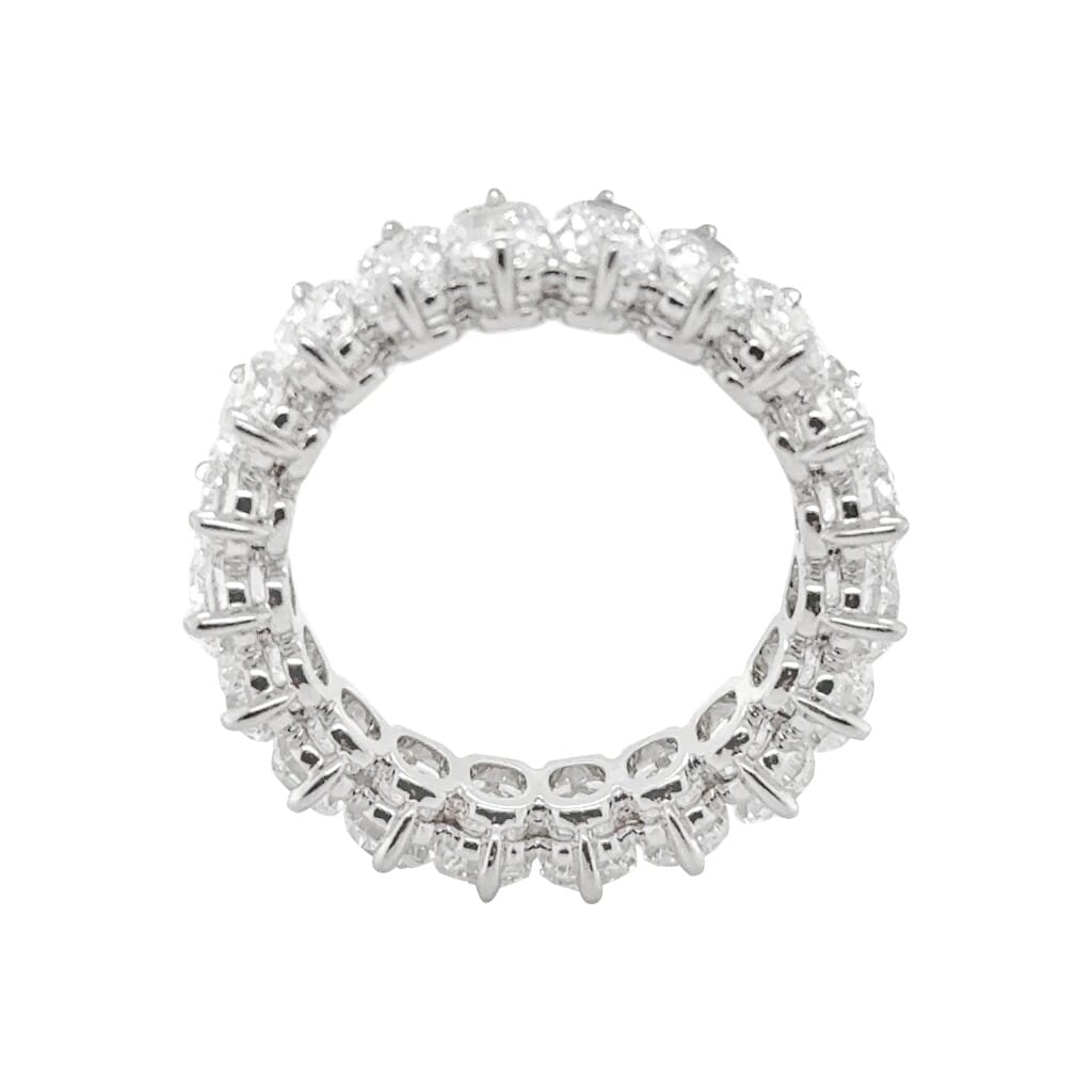 Platinum and 6.42ctw Antique Cushion Cut Diamond Eternity Band Ring