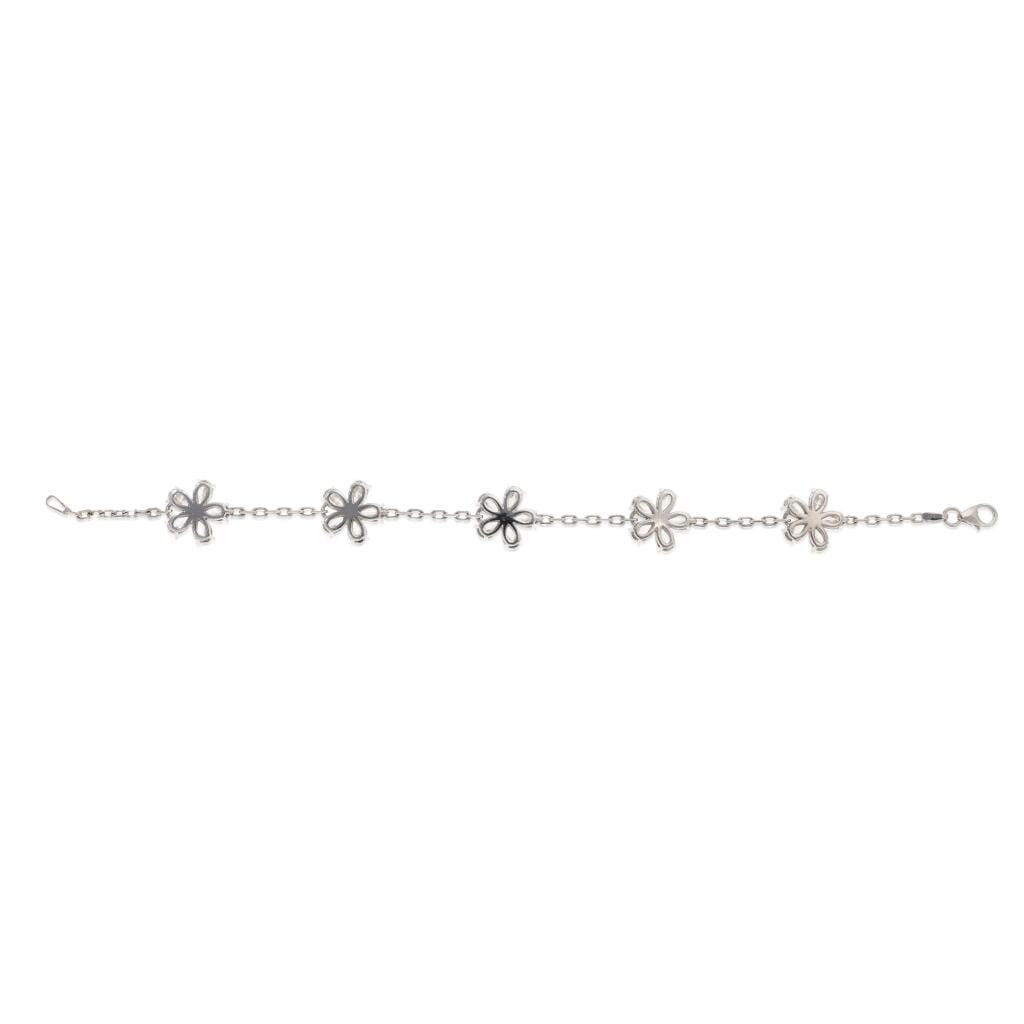 White Gold and Diamond Flower Station Bracelet