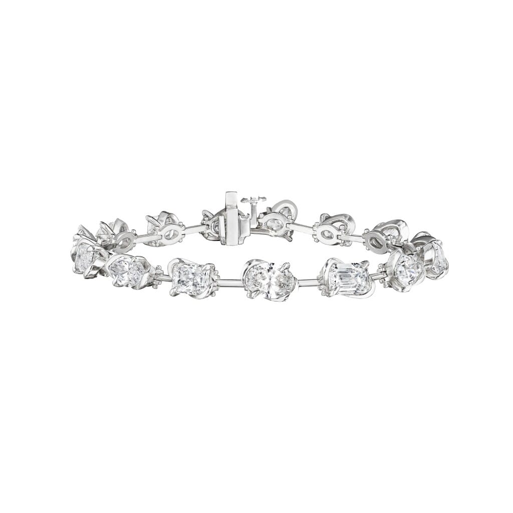 Platinum and 11.31ctw Fancy Cut Diamond Line Bracelet