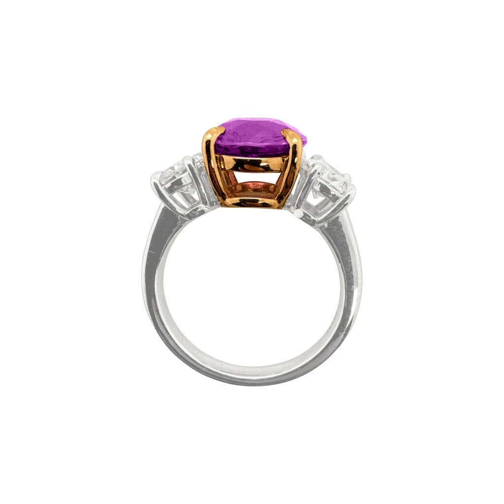Platinum, Rose Gold, 4.09ct Pink Sapphire and Diamond Ring