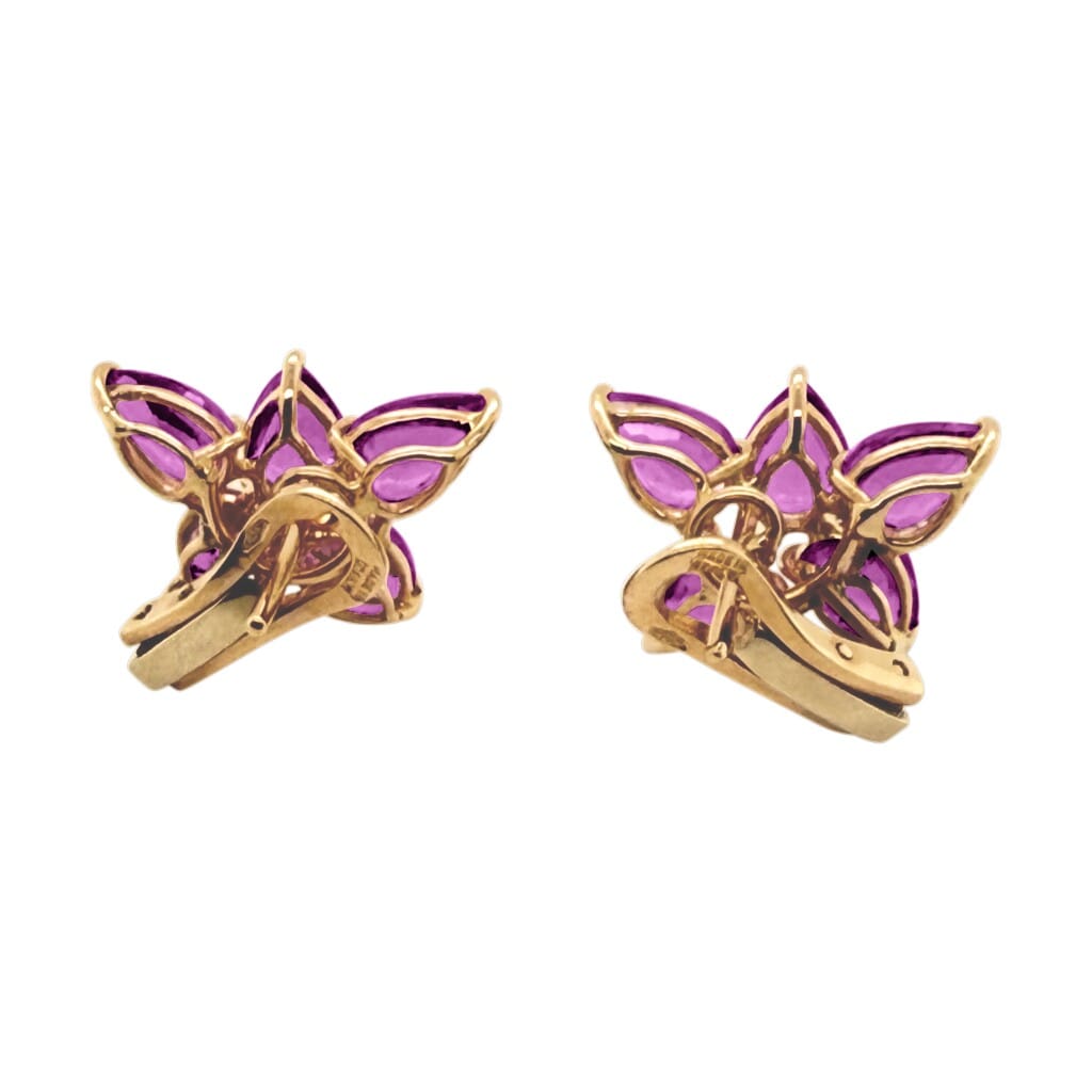Rose Gold and Pink Sapphire Cluster Earclips