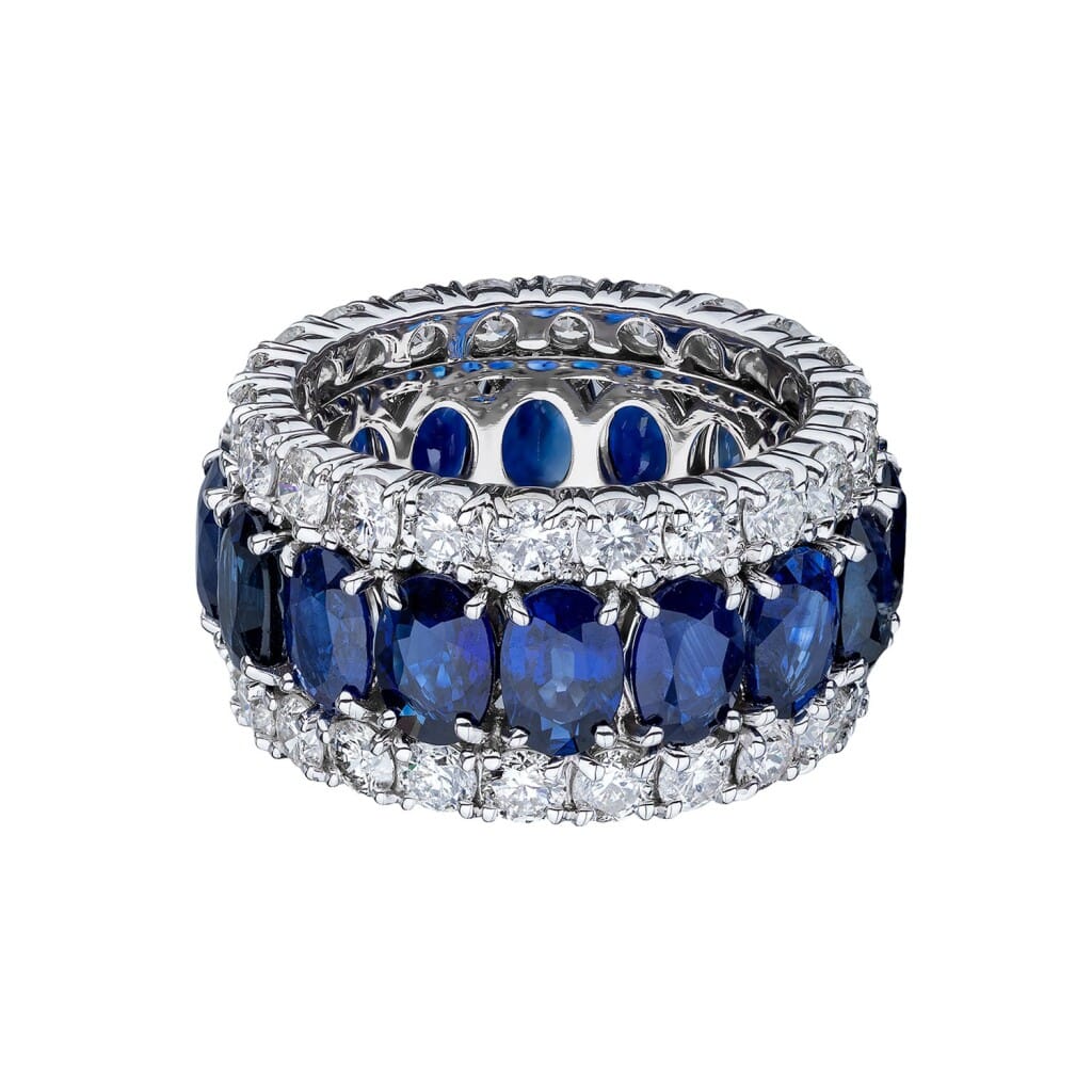White Gold, 9.45ctw Sapphire and Diamond Eternity Band Ring