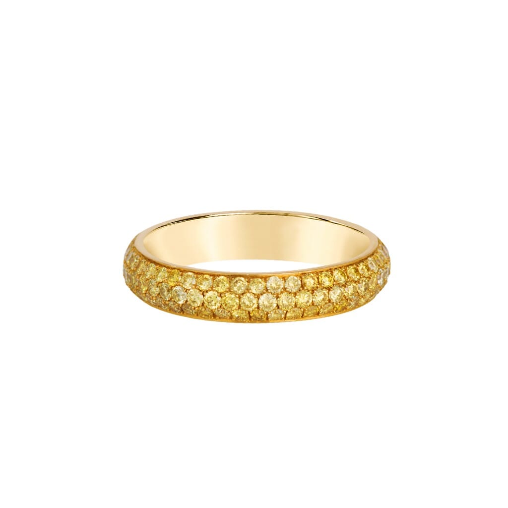 Gold and 1.55ctw Yellow Diamond Three Row Eternity Band Ring