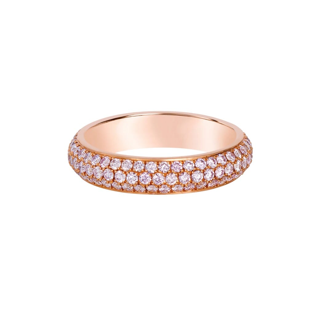 Rose Gold and 1.30ctw Pink Diamond Three Row Eternity Band Ring