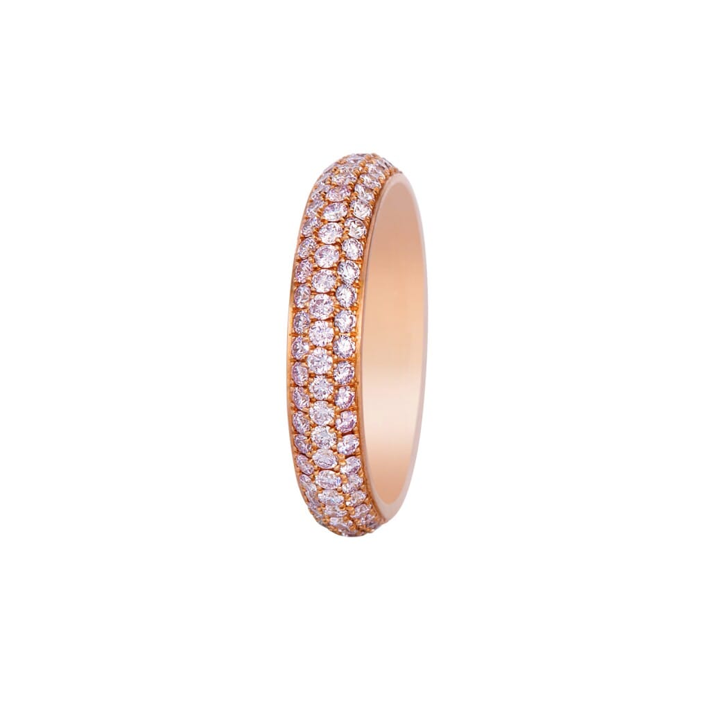 Rose Gold and 1.30ctw Pink Diamond Three Row Eternity Band Ring