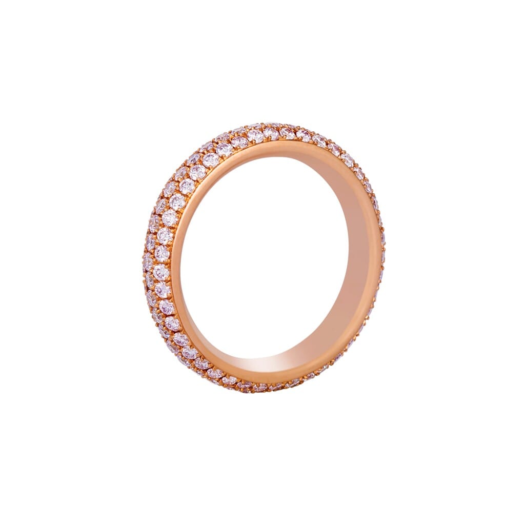 Rose Gold and 1.30ctw Pink Diamond Three Row Eternity Band Ring