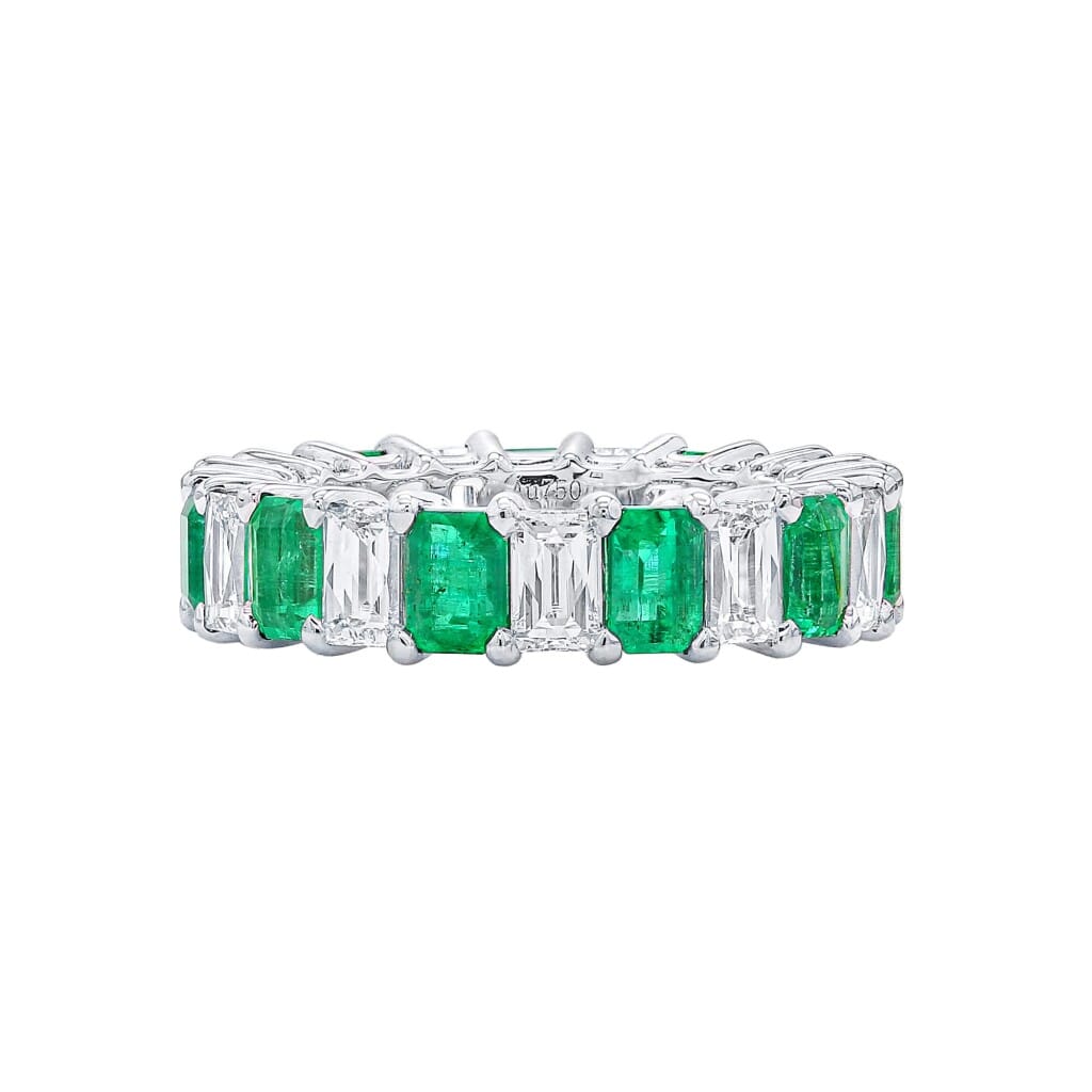 White Gold, Emerald and Diamond Eternity Ring