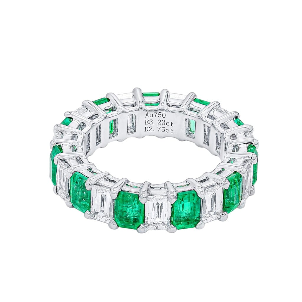 White Gold, Emerald and Diamond Eternity Ring