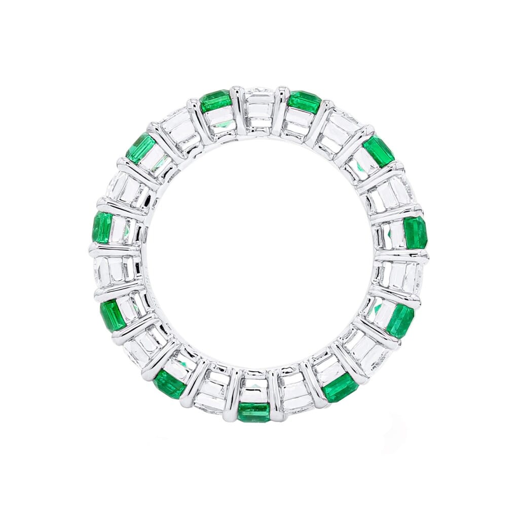 White Gold, Emerald and Diamond Eternity Ring