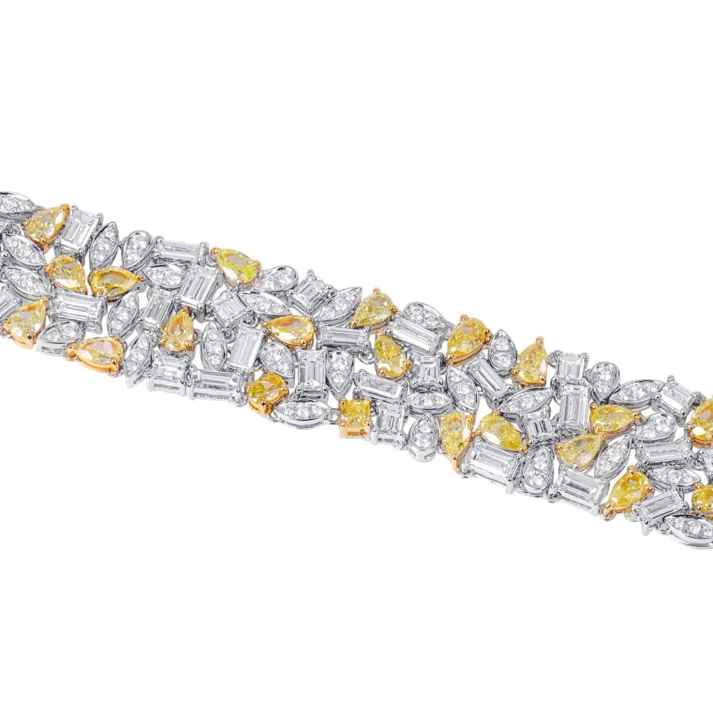 White Gold, Gold, 8.30ct Yellow Diamond and 8.75ct Diamond Bracelet