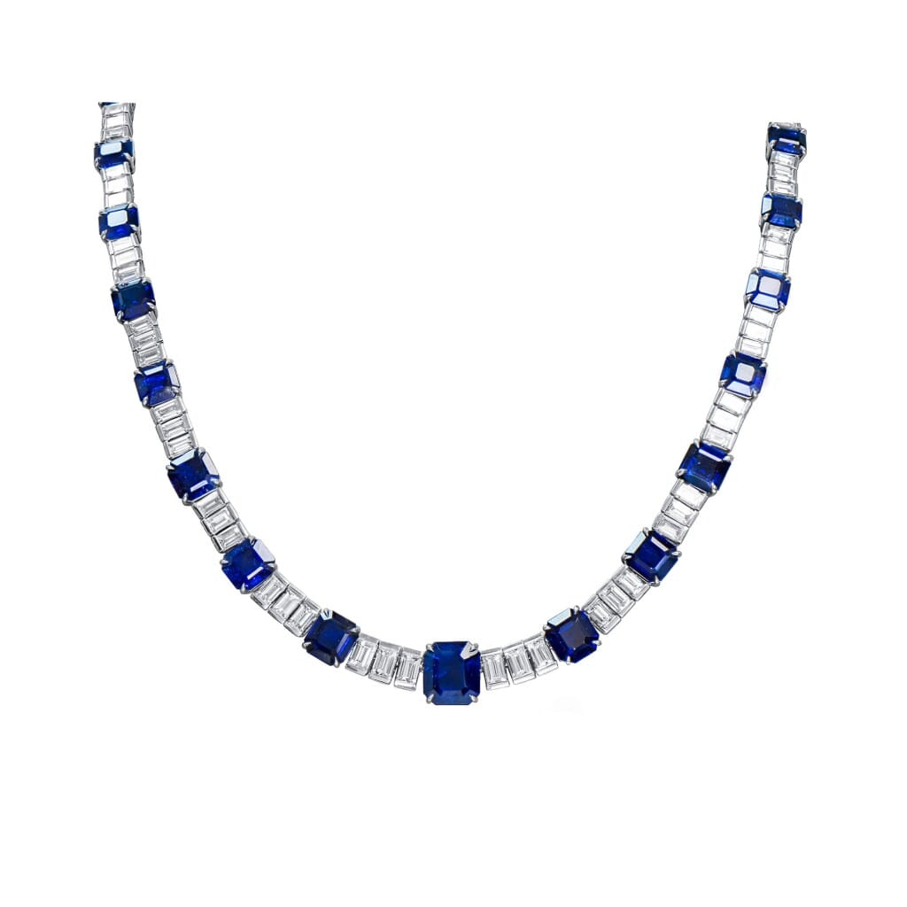 White Gold, 22.40ct Sapphire and 39.00ct Diamond Necklace