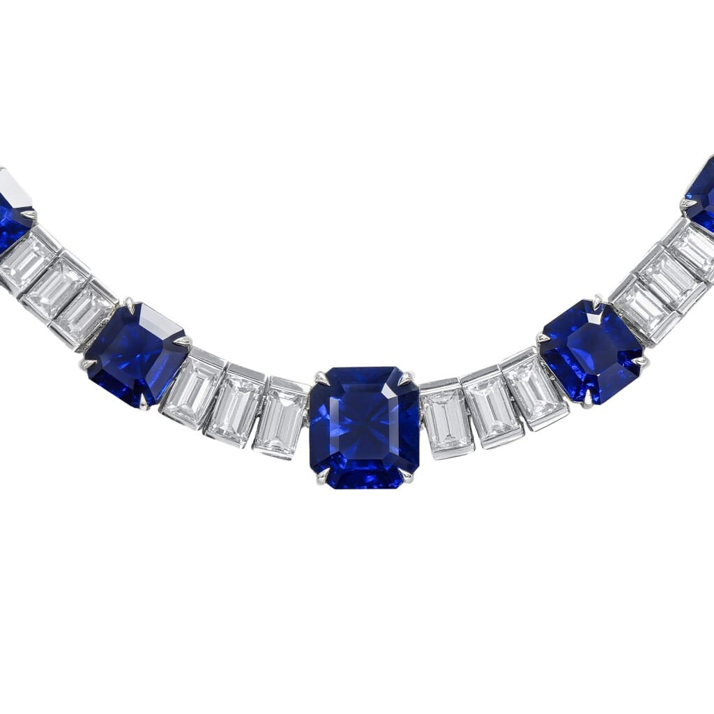 White Gold, 22.40ct Sapphire and 39.00ct Diamond Necklace