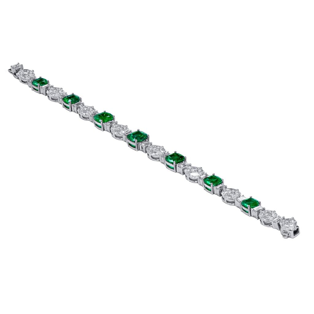 White Gold, 6.44ct Colombian Emerald and Diamond Bracelet