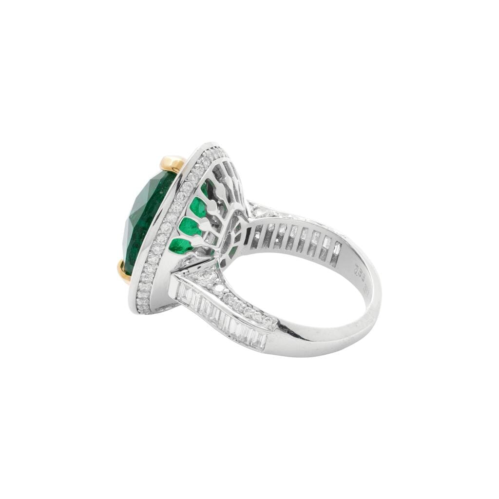 White Gold, Gold, 7.39ct Zambian Emerald and Diamond Ring