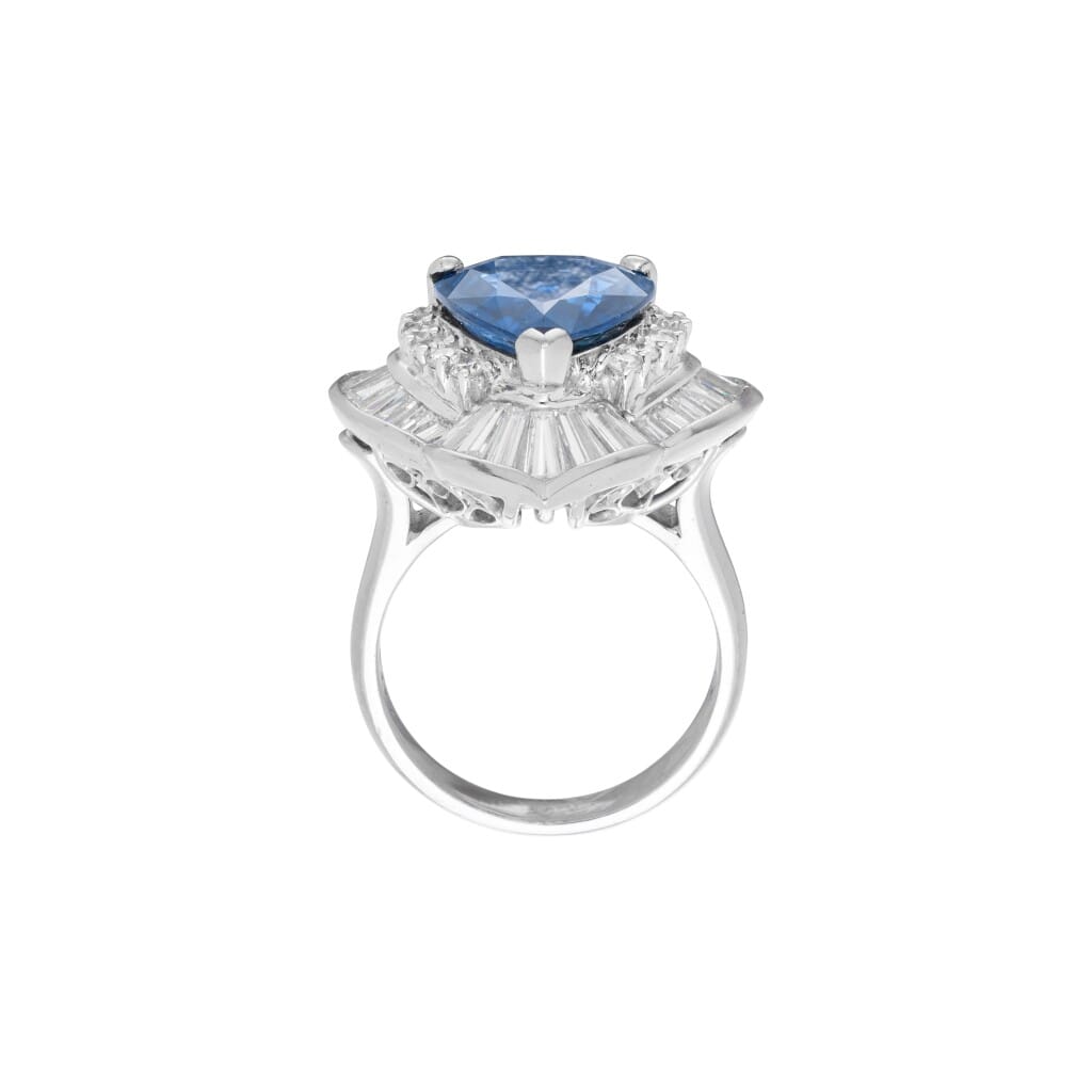 Platinum, 7.05ct African Sapphire and Diamond Convertible Ring