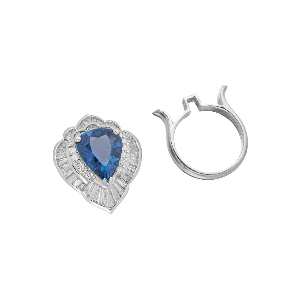 Platinum, 7.05ct African Sapphire and Diamond Convertible Ring