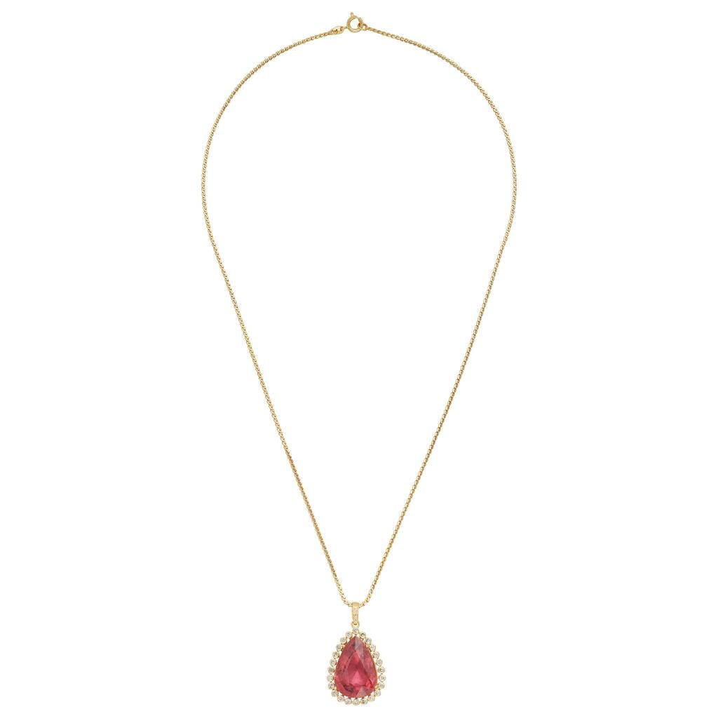 Gold, 16.25ct Tourmaline and Diamond Pendant Necklace