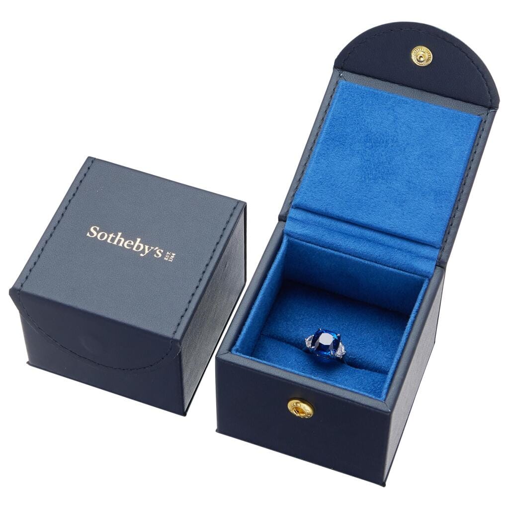Platinum, 7.87ct Ceylon Royal Blue Sapphire and Diamond Ring