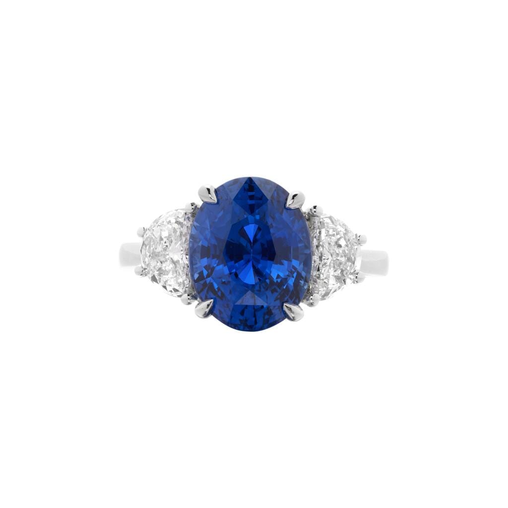 Platinum, 6.05ct Ceylon Sapphire and Diamond Ring