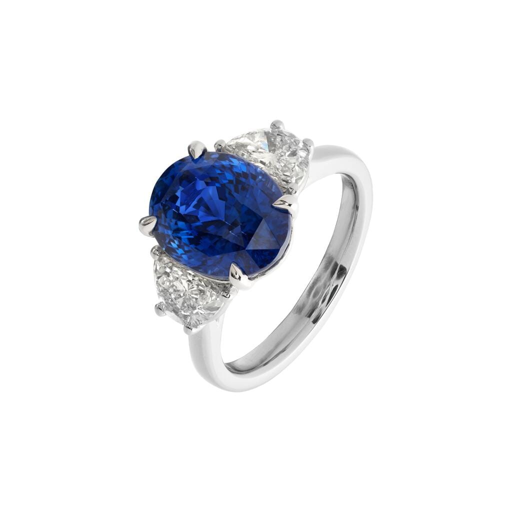 Platinum, 6.05ct Ceylon Sapphire and Diamond Ring