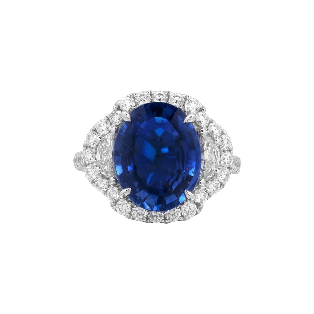 White Gold, 5.86ct Ceylon Sapphire and Diamond Ring