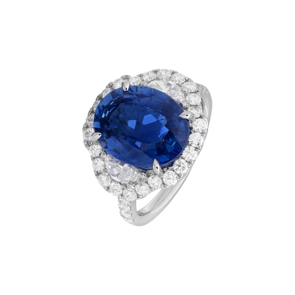 White Gold, 5.86ct Ceylon Sapphire and Diamond Ring