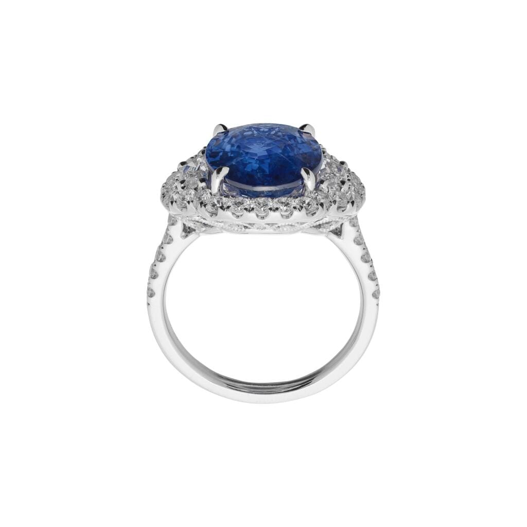 White Gold, 5.86ct Ceylon Sapphire and Diamond Ring