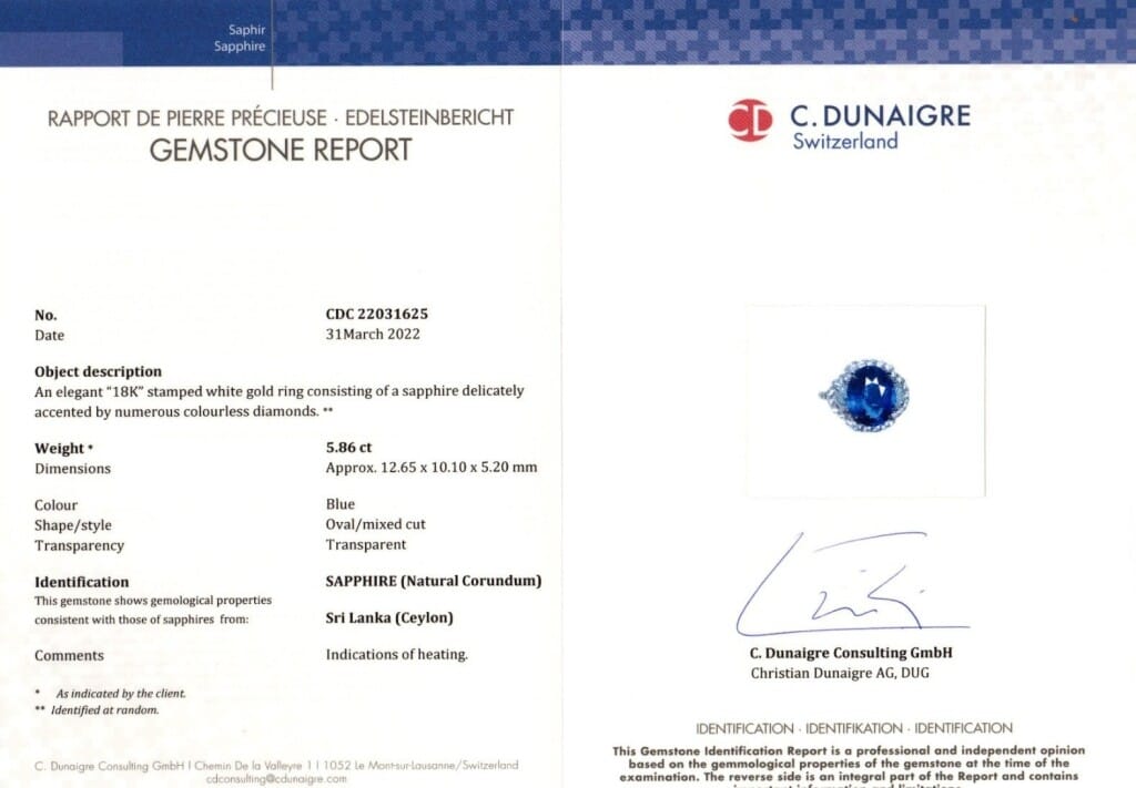 White Gold, 5.86ct Ceylon Sapphire and Diamond Ring