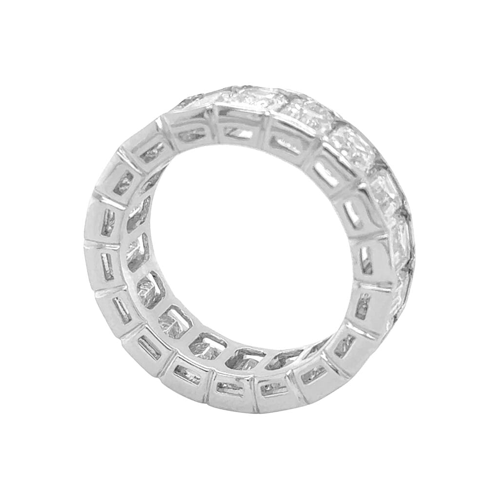 Platinum and 9.00ctw Emerald Cut Diamond Eternity Band Ring