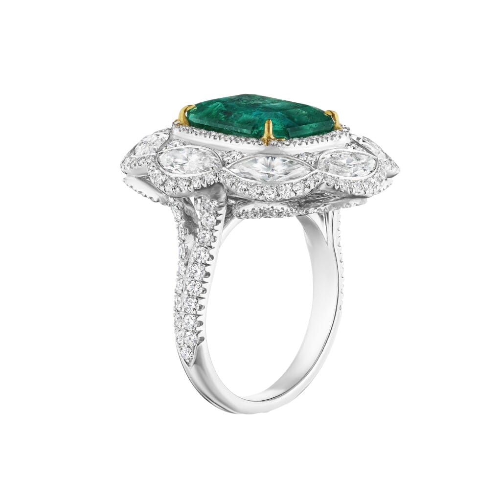 Platinum, 6.16ct Colombian Emerald and Diamond Ring