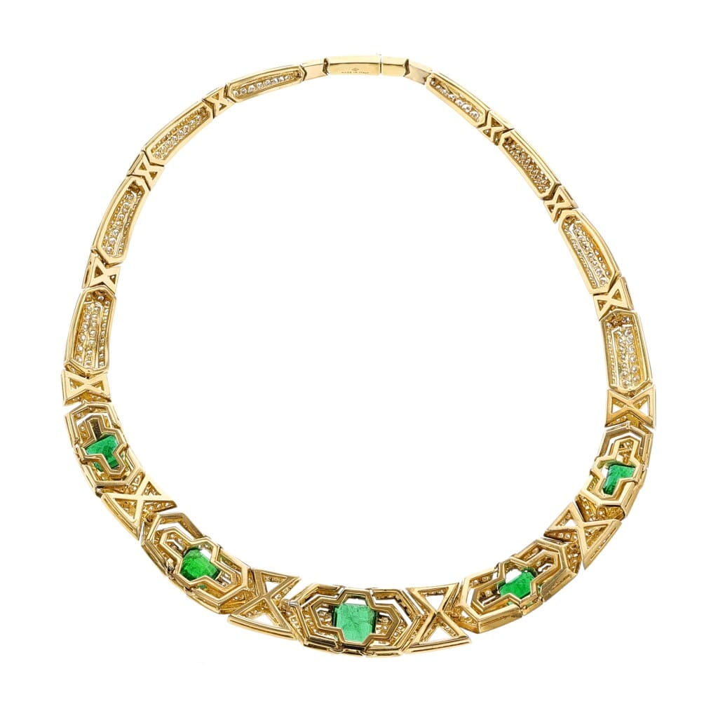 Gold, Zambian Emerald and Diamond Necklace
