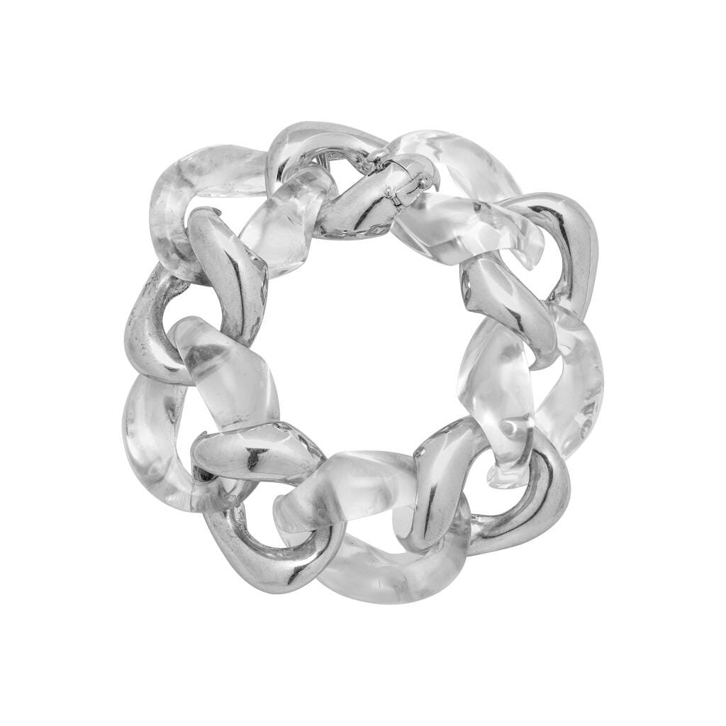 White Gold and Rock Crystal Quartz Classic Large Link Bracelet