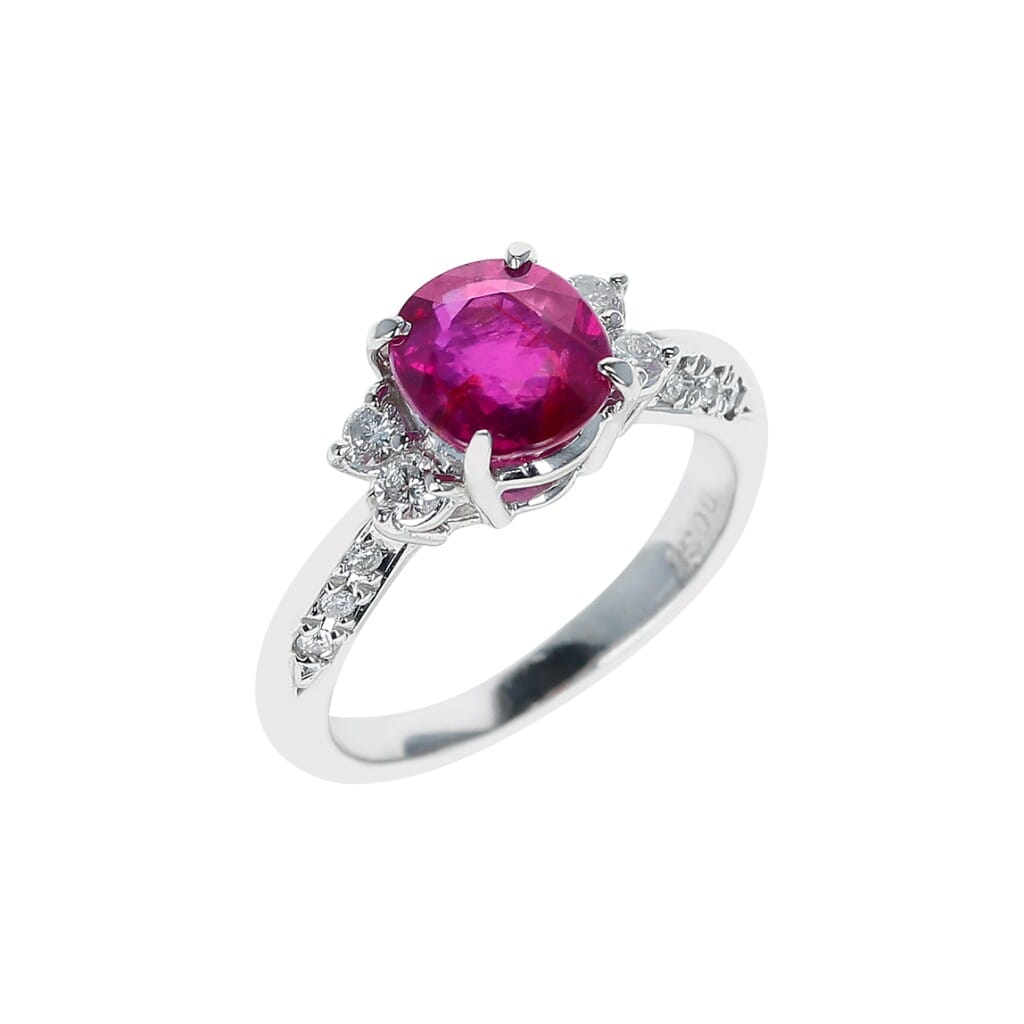 Platinum, 2.16ct Mozambique Ruby and Diamond Ring