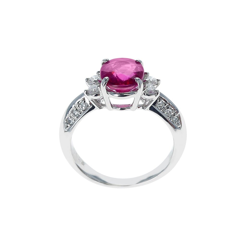 Platinum, 2.16ct Mozambique Ruby and Diamond Ring