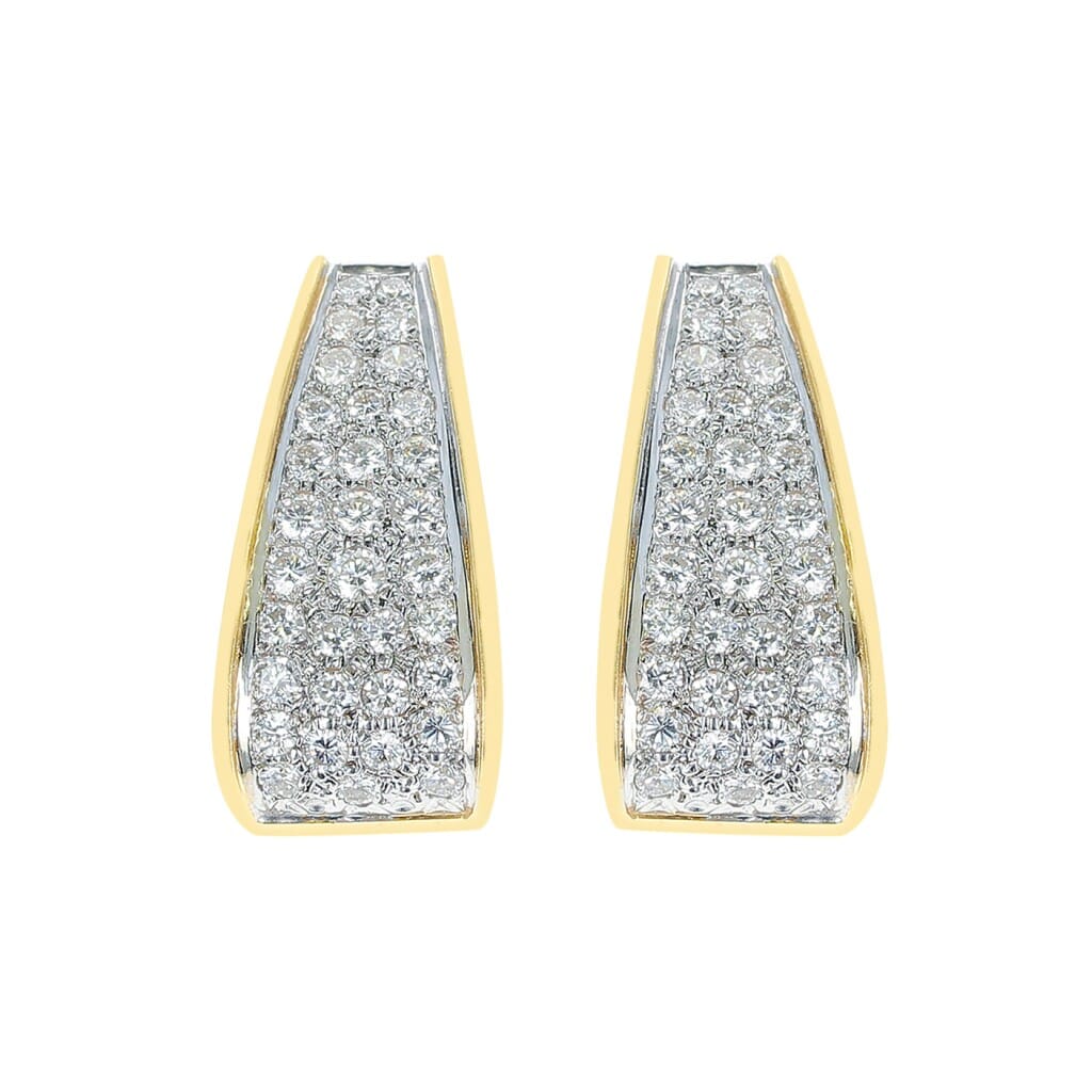 Gold, White Gold and Diamond Hoop Earclips