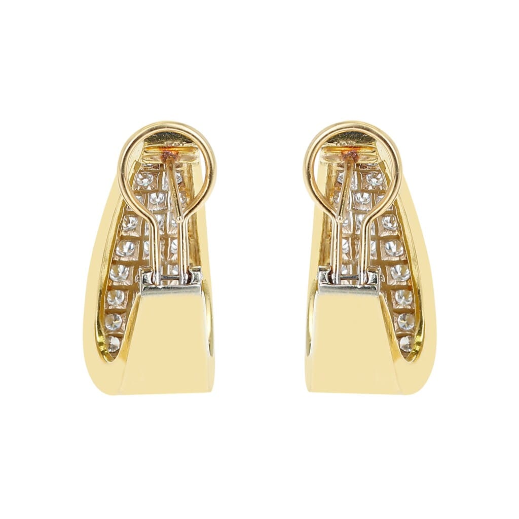 Gold, White Gold and Diamond Hoop Earclips