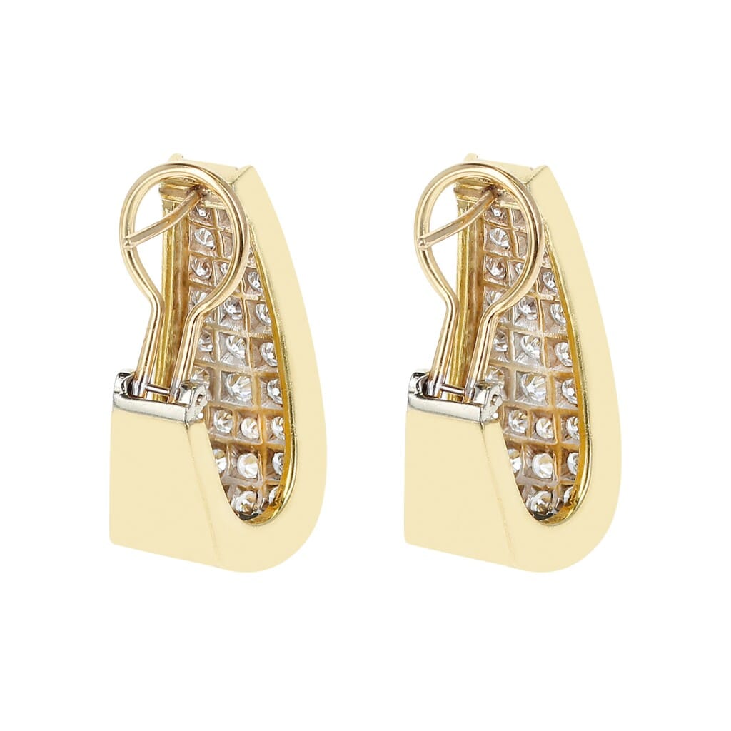 Gold, White Gold and Diamond Hoop Earclips