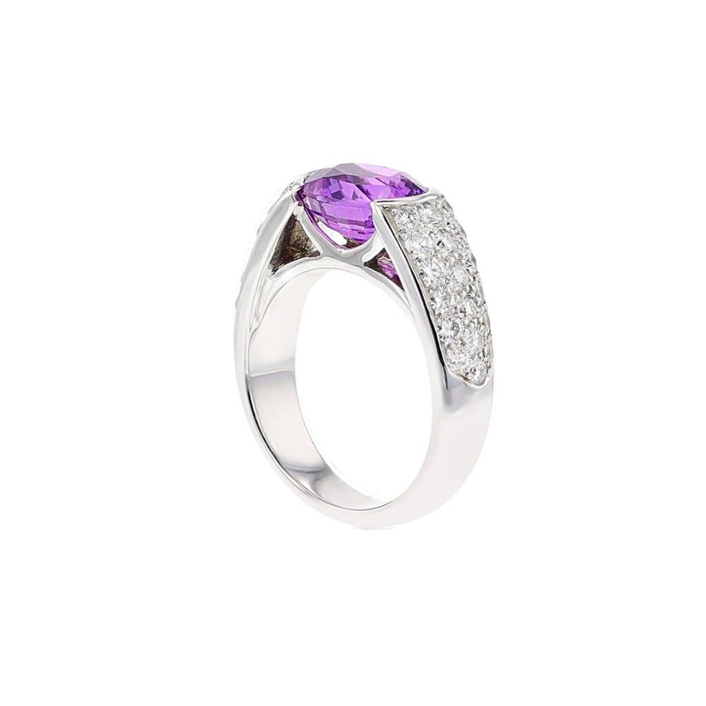 White Gold, 3.55ct Pink Sapphire and Diamond Ring