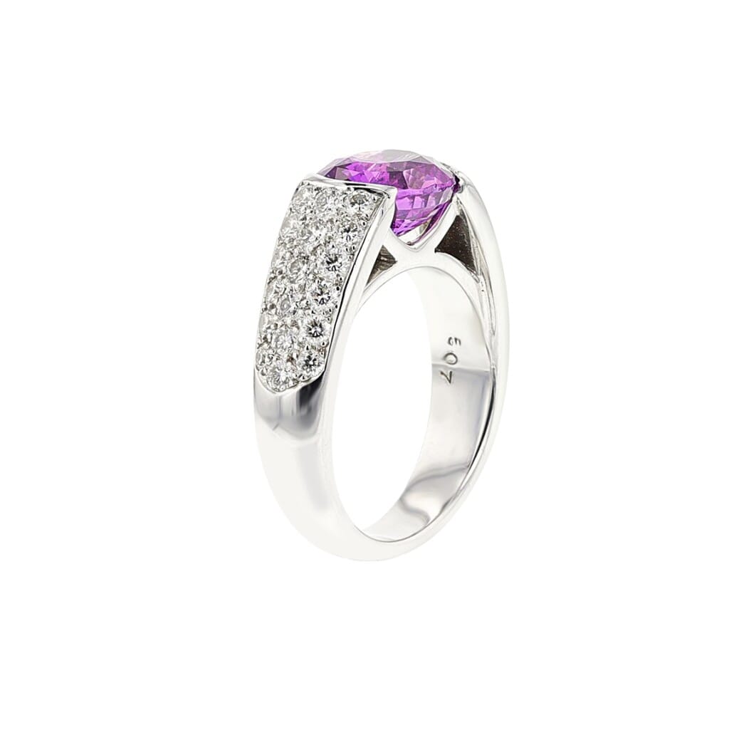 White Gold, 3.55ct Pink Sapphire and Diamond Ring