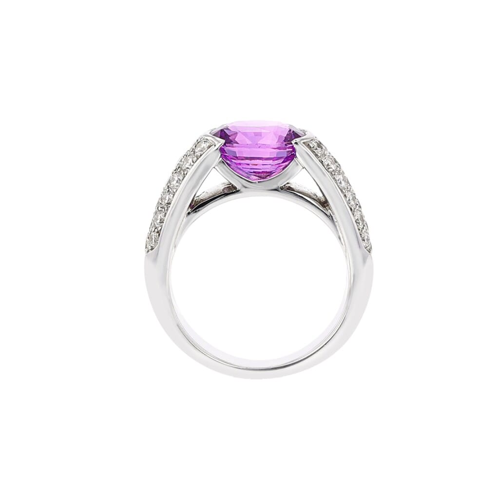 White Gold, 3.55ct Pink Sapphire and Diamond Ring