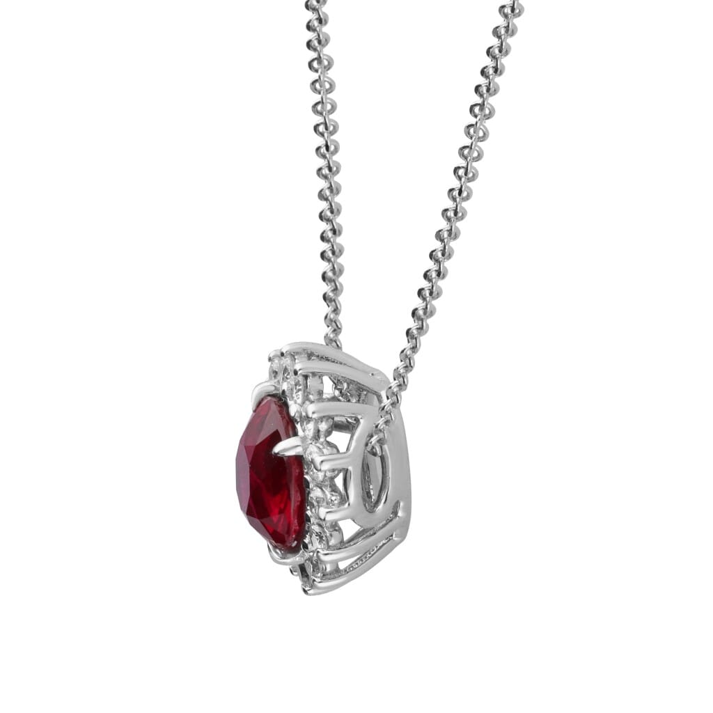 White Gold, 2.02ct Burmese Ruby and Diamond Pendant Necklace