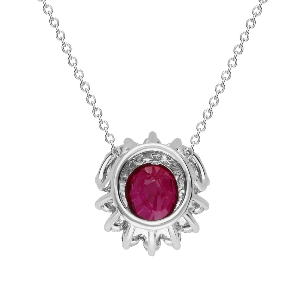 White Gold, 2.02ct Burmese Ruby and Diamond Pendant Necklace