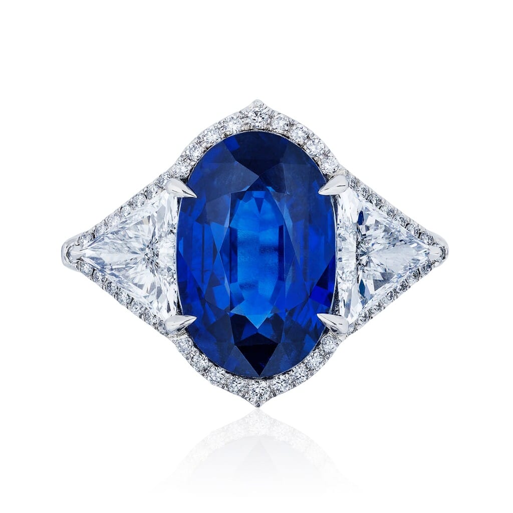Platinum, 8.25ct Sapphire and Diamond Ring