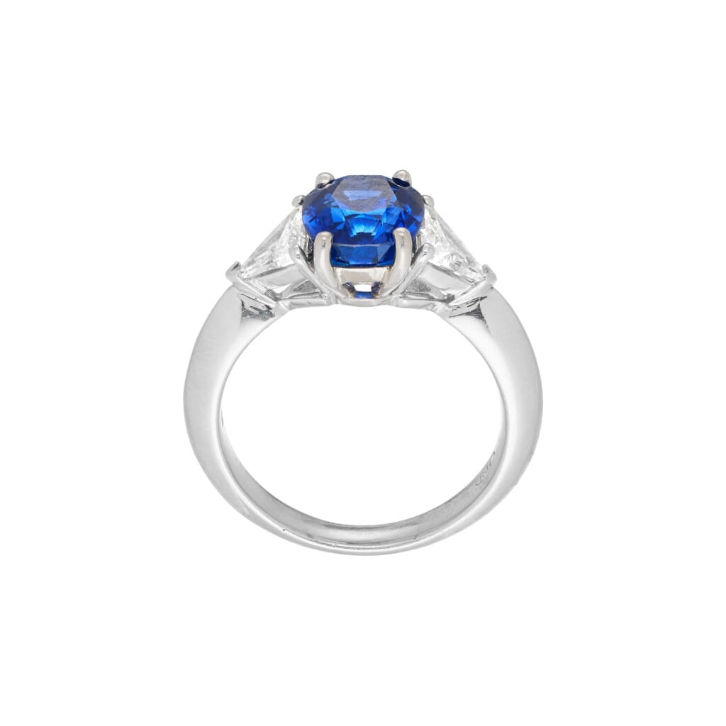 Platinum, 3.25ct Ceylon Sapphire and Diamond Ring