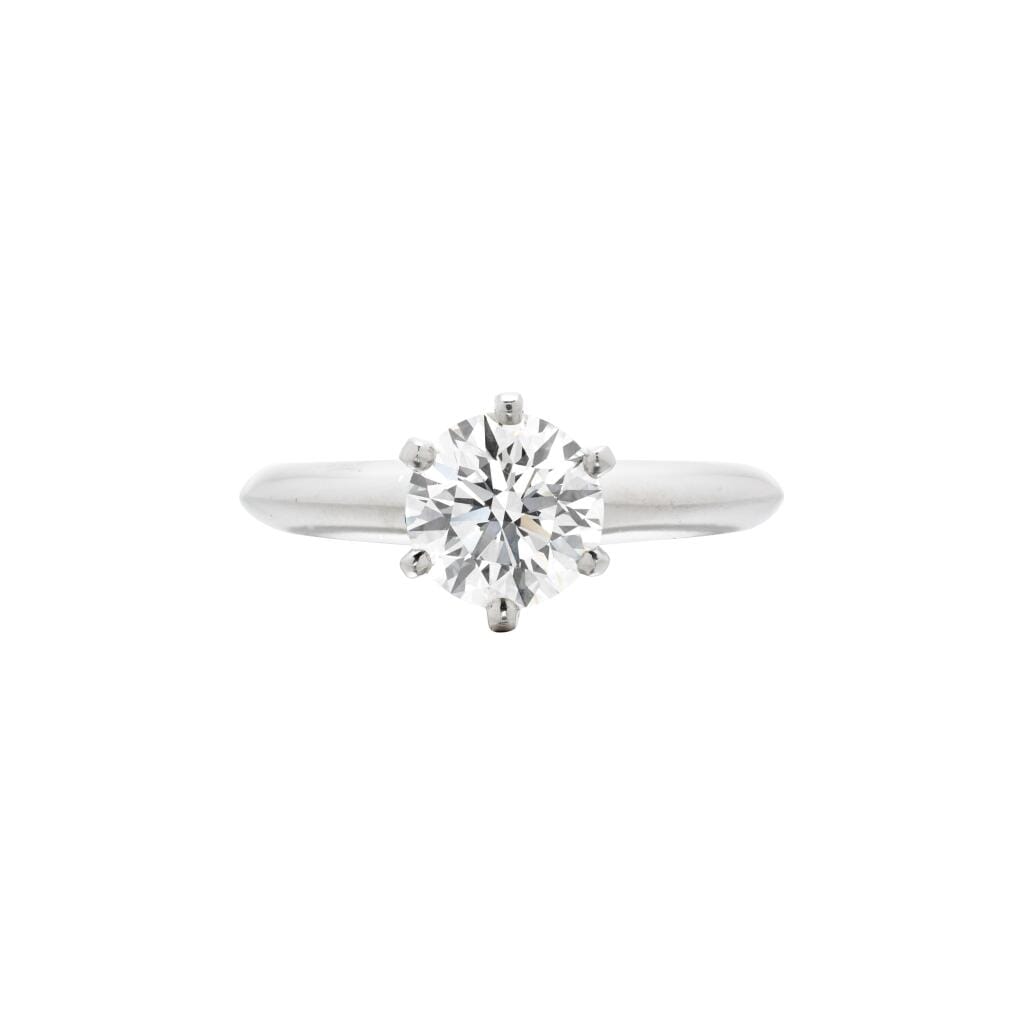 Platinum and 1.04ct Round Brilliant Cut Diamond Engagement Ring