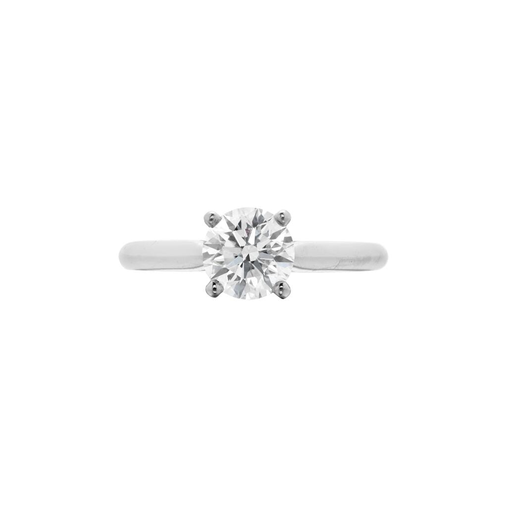 Platinum and 0.90ct Round Brilliant Cut Diamond Engagement Ring