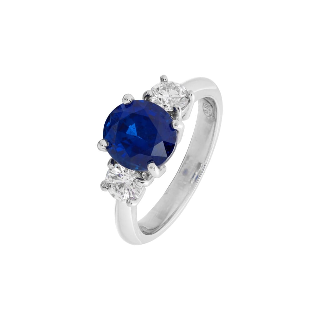 Platinum, 2.55ct Ceylon Sapphire and Diamond Ring