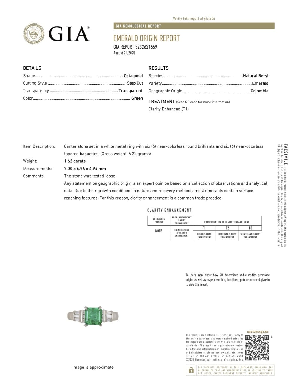 Platinum, 1.62ct Colombian Emerald and Diamond Ring